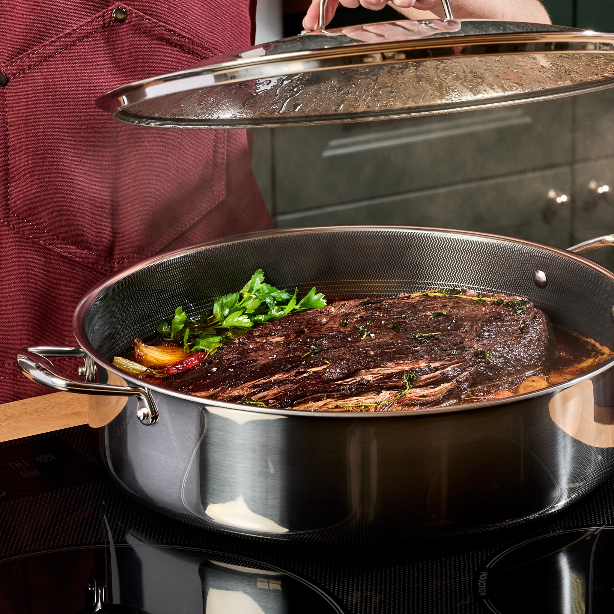 Hybrid Deep Sauté Pan with Lid, 10-QT - Image 6